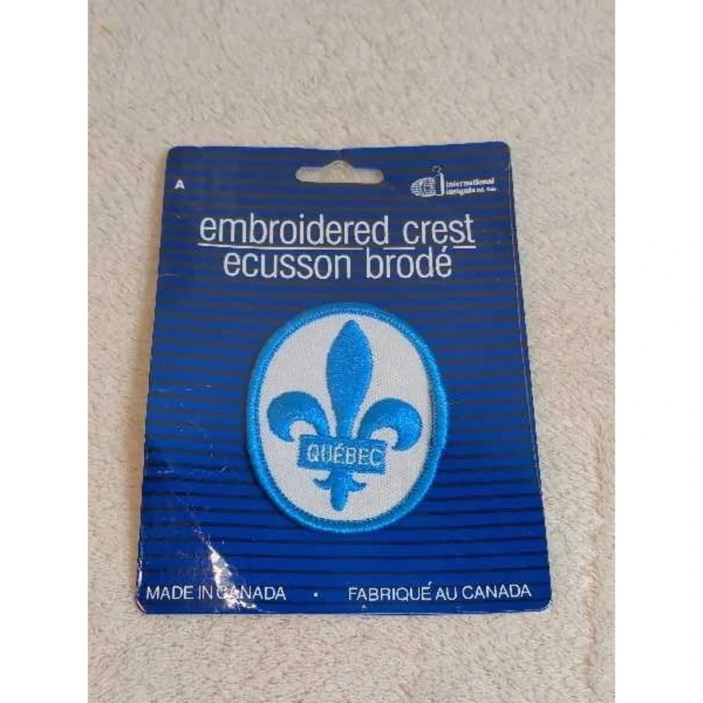 Quebec Fleur de Lis Embroidered Crest Patch - Blue White International Insignia